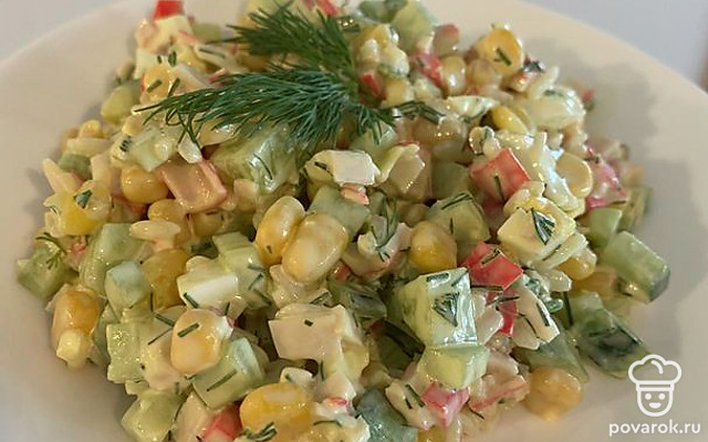 Салат из крабовых палочек с укропом — Рецепт с фото