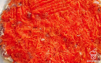 Лук, майонез, морковь.