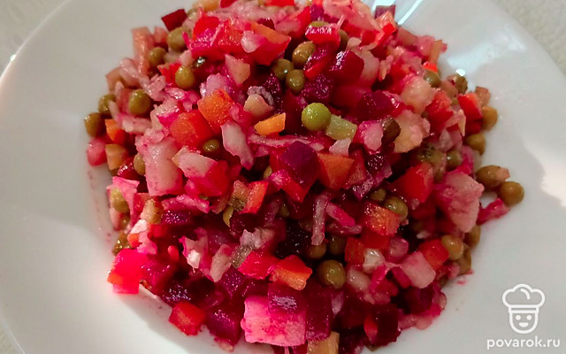 Винегрет с квашеной капустой и солеными огурцами — Рецепт с фото