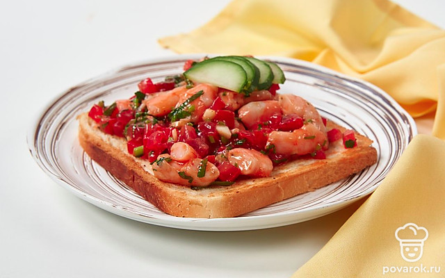 Брускетта с креветками — Рецепт с фото